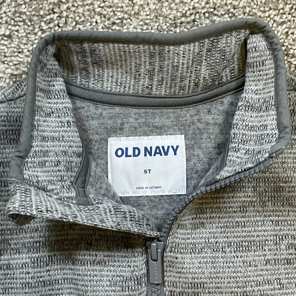 Old Navy Kids Boys Unisex 1/4 Zip Fleece‎ Pullover Sweater Top Size 5T Gray NWT
